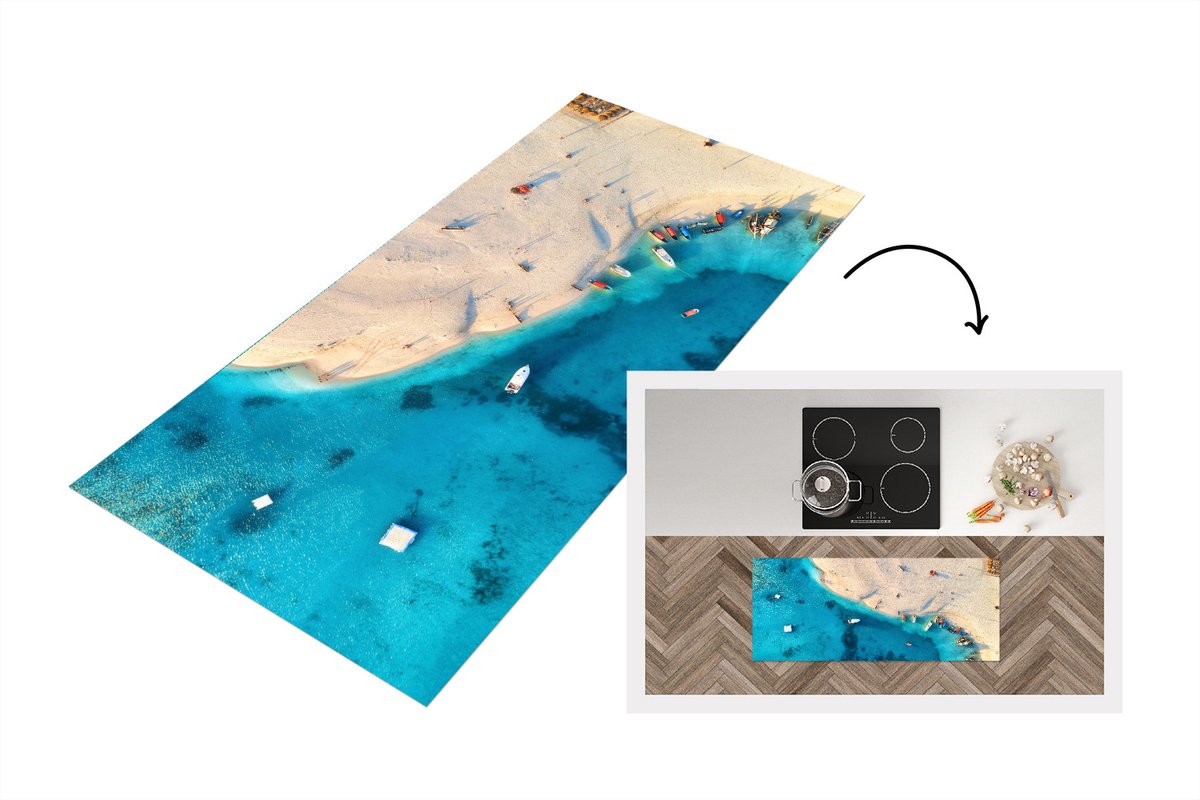 KitchenYeah Keukenloper - Loper keuken - Zee - Boot - Kleuren - 120x50 cm - Keukenloper vinyl Multicolor