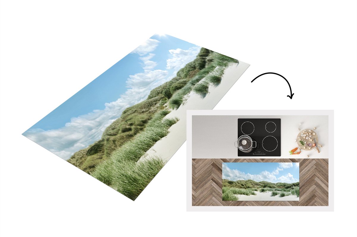KitchenYeah Keukenloper - Loper keuken - Strand - Duin - Gras - 120x60 cm - Keukenloper vinyl Multicolor