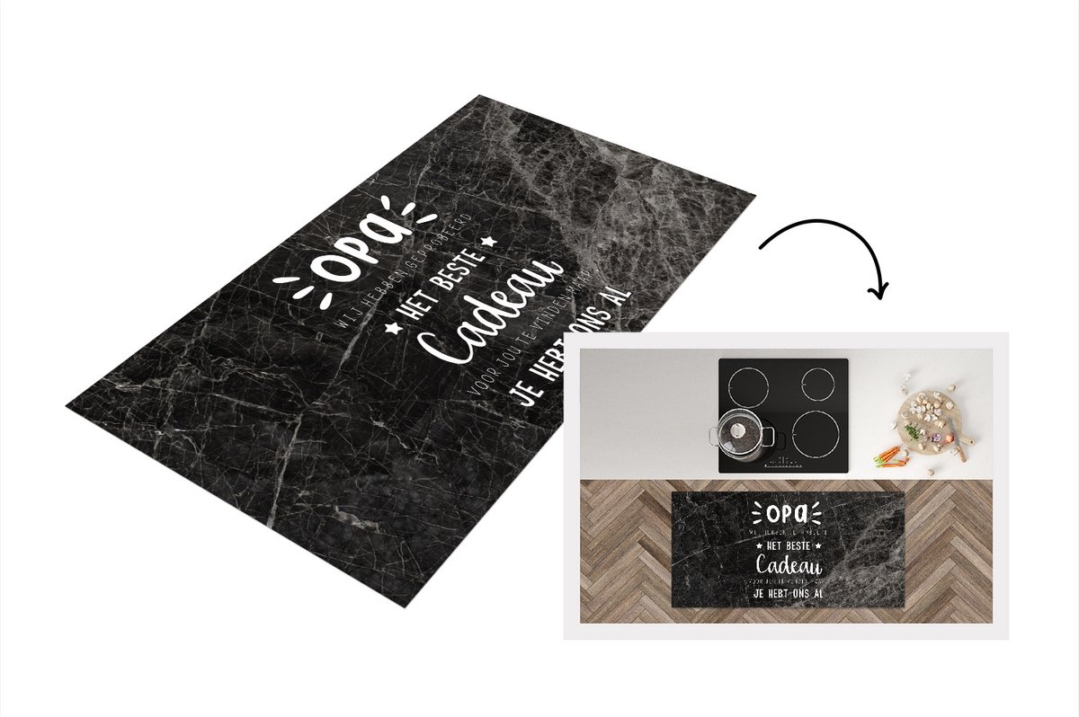 KitchenYeah Keukenloper - Loper keuken - Kado man - Quote - Opa - Spreuken - Het beste cadeau - 120x60 cm - Keukenloper vinyl Multicolor