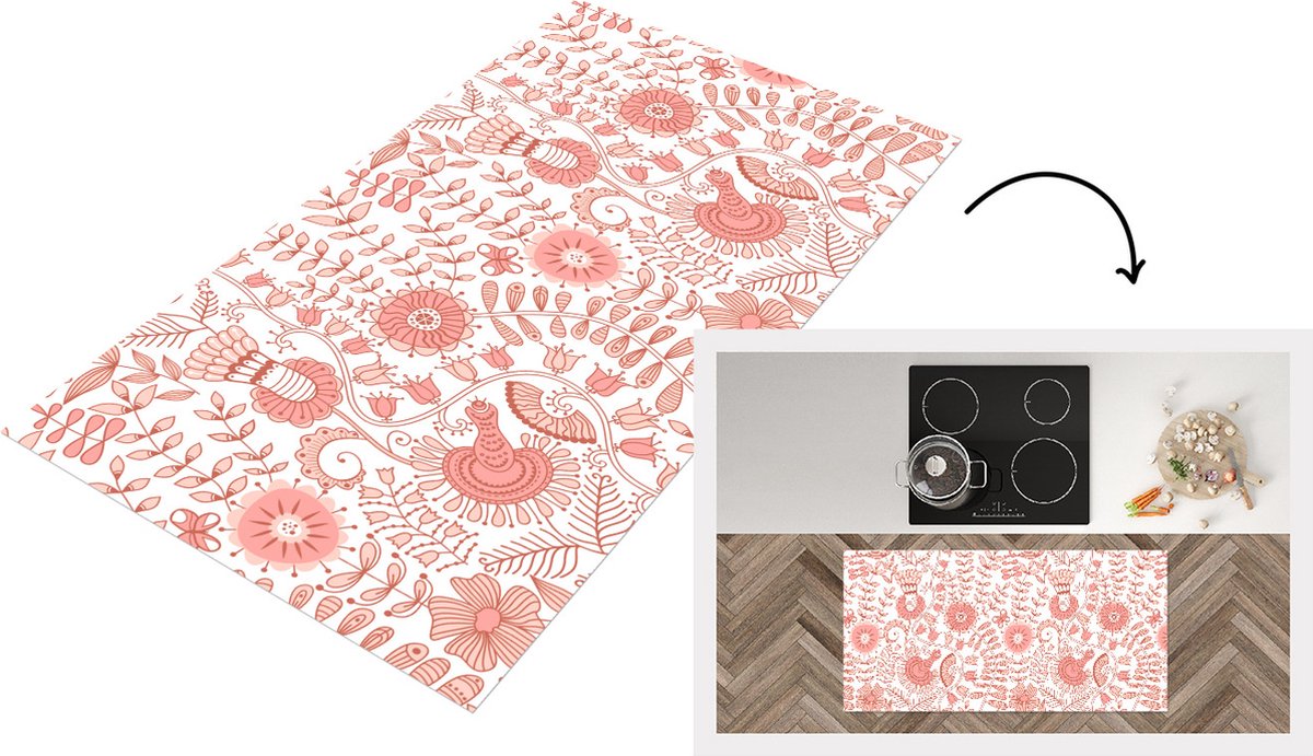KitchenYeah Keukenloper - Loper keuken - Bloemen - Patronen - Pastel - 120x60 cm - Keukenloper vinyl Multicolor