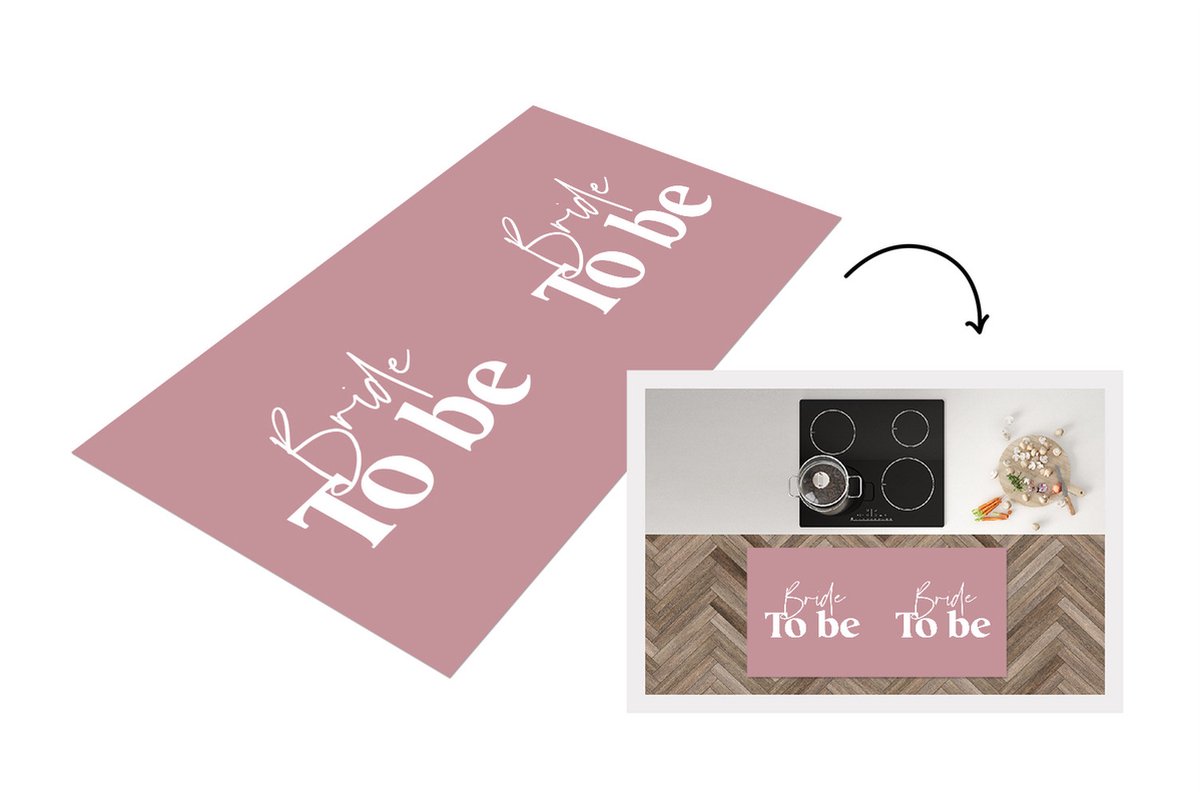 KitchenYeah Keukenloper - Loper keuken - Quotes - Bruid - 'Bride to be' - Spreuken - 120x60 cm - Keukenloper vinyl Multicolor