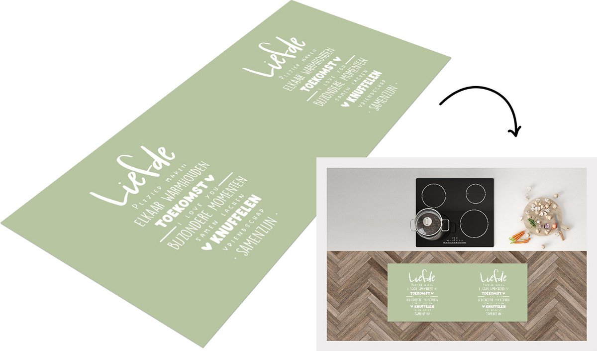 KitchenYeah Keukenloper - Loper keuken - Quotes - Spreuken - 'Liefde' - Trouwen - 120x50 cm - Keukenloper vinyl Multicolor