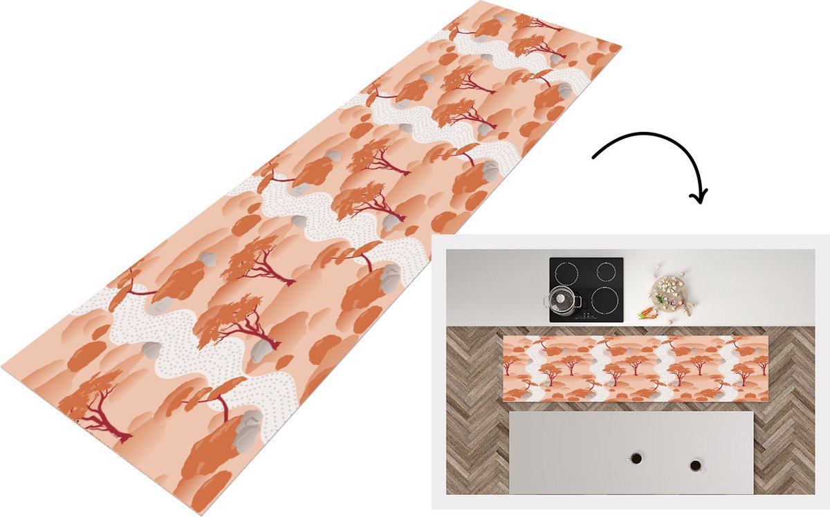 KitchenYeah Keukenloper - Loper keuken - Tuin - Japan - Patroon - Azië - 240x60 cm - Keukenloper vinyl Multicolor