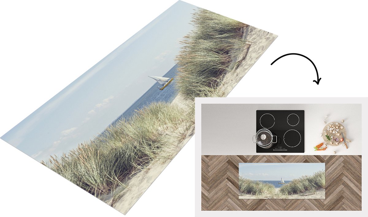 KitchenYeah Keukenloper - Loper keuken - Noordzee - Duinen - Boot - Keukenloper vinyl Multicolor