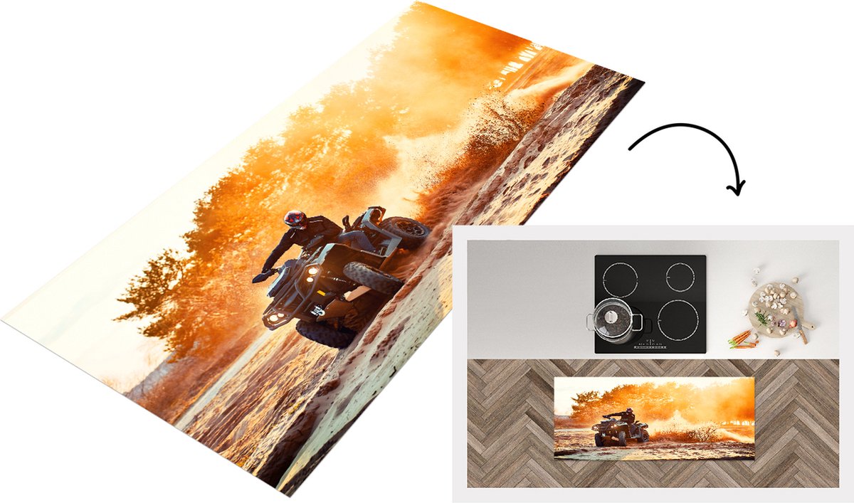 KitchenYeah Keukenloper - Loper keuken - Quad - Duin - Zon - 120x50 cm - Keukenloper vinyl Multicolor