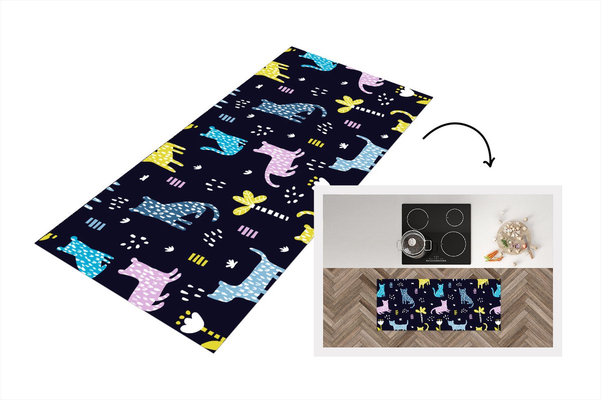 KitchenYeah Keukenloper - Loper keuken - Design - Jungle - Luipaard - Dieren - 120x50 cm - Keukenloper vinyl Multicolor