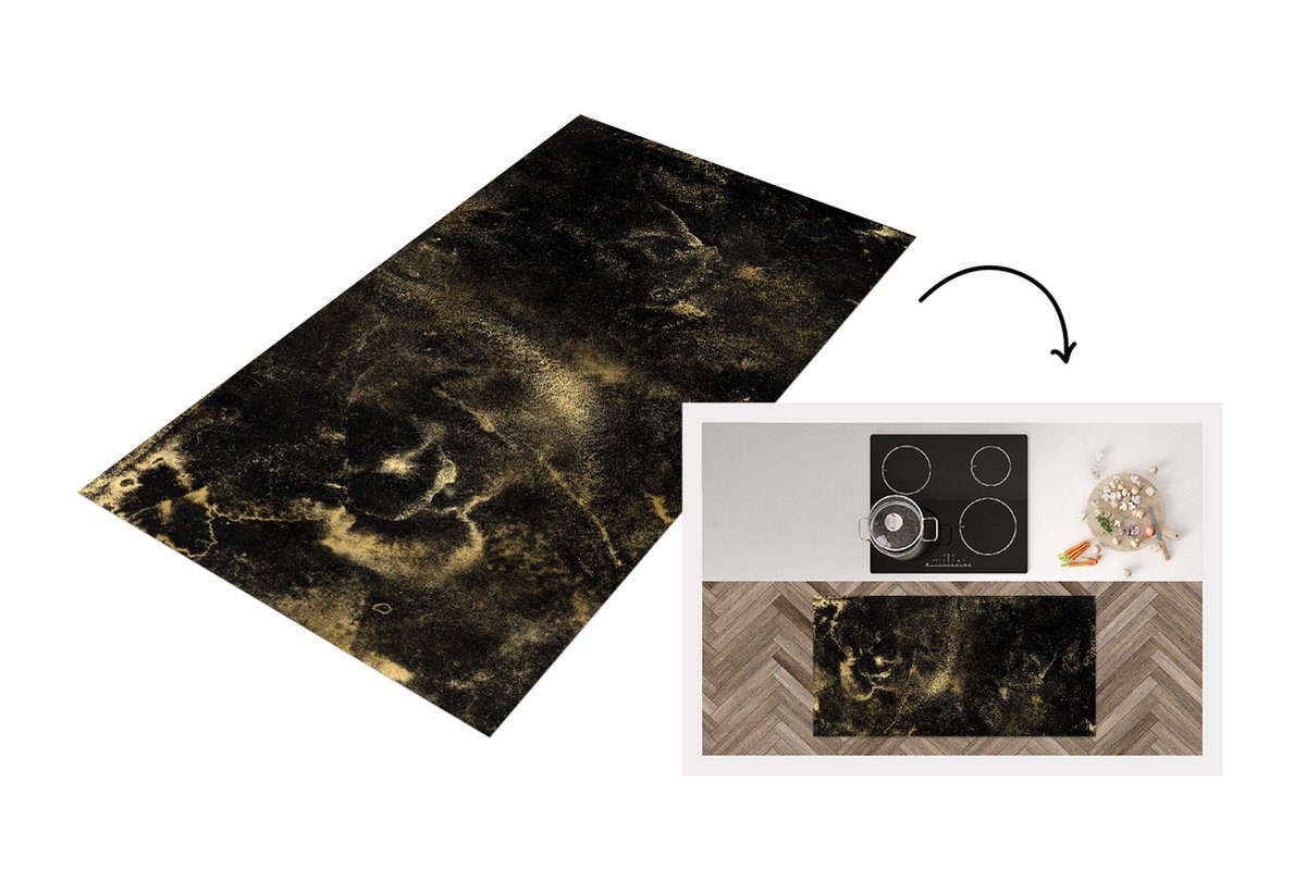 KitchenYeah Keukenloper - Loper keuken - Vintage - Gold - Zwart - Keukenloper vinyl, foto 2