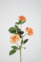 Kunstbloem Roos - topkwaliteit decoratie - Oranje - zijden tak - 64 cm hoog