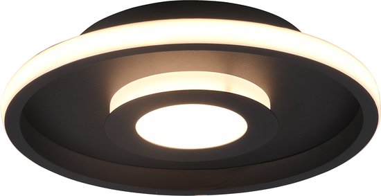 LED Plafondlamp - Badkamerlamp - Trion Asmaya - Opbouw Rond 28W - Spatwaterdicht IP44 - Dimbaar - Warm Wit 3000K - Mat Zwart - Aluminium