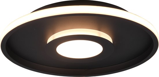 LED Plafondlamp - Badkamerlamp - Trion Asmaya - Opbouw Rond 35W - Spatwaterdicht IP44 - Dimbaar - Warm Wit 3000K - Mat Zwart - Aluminium