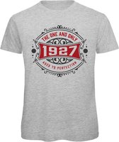 1927 The One And Only | Feest Kado T-Shirt Heren - Dames | Antraciet - Donker Rood | Perfect Verjaardag Cadeau Shirt | Grappige Spreuken - Zinnen - Teksten | Maat S