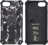 iPhone 8 Hoesje - Rugged Extreme Backcover Marmer Camouflage met Kickstand - Zwart