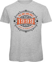 1999 The One And Only | Feest Kado T-Shirt Heren - Dames | Antraciet - Oranje | Perfect Verjaardag Cadeau Shirt | Grappige Spreuken - Zinnen - Teksten | Maat M