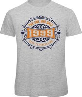 1999 The One And Only | Feest Kado T-Shirt Heren - Dames | Donker Blauw - Goud | Perfect Verjaardag Cadeau Shirt | Grappige Spreuken - Zinnen - Teksten | Maat XL