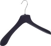 De Kledinghanger Gigant - 1 x Mantel / kostuumhanger kunststof velours zwart met schouderverbreding, 42 cm