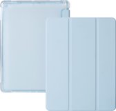 iPad 2021 Hoes - iPad 10.2 2019/2020/2021 Case - iPad 10.2 Hoesje Licht Blauw - Clear Back Folio Cover met Apple Pencil Opbergvak - Hoesje voor iPad 10.2 7e, 8e en 9e generatie