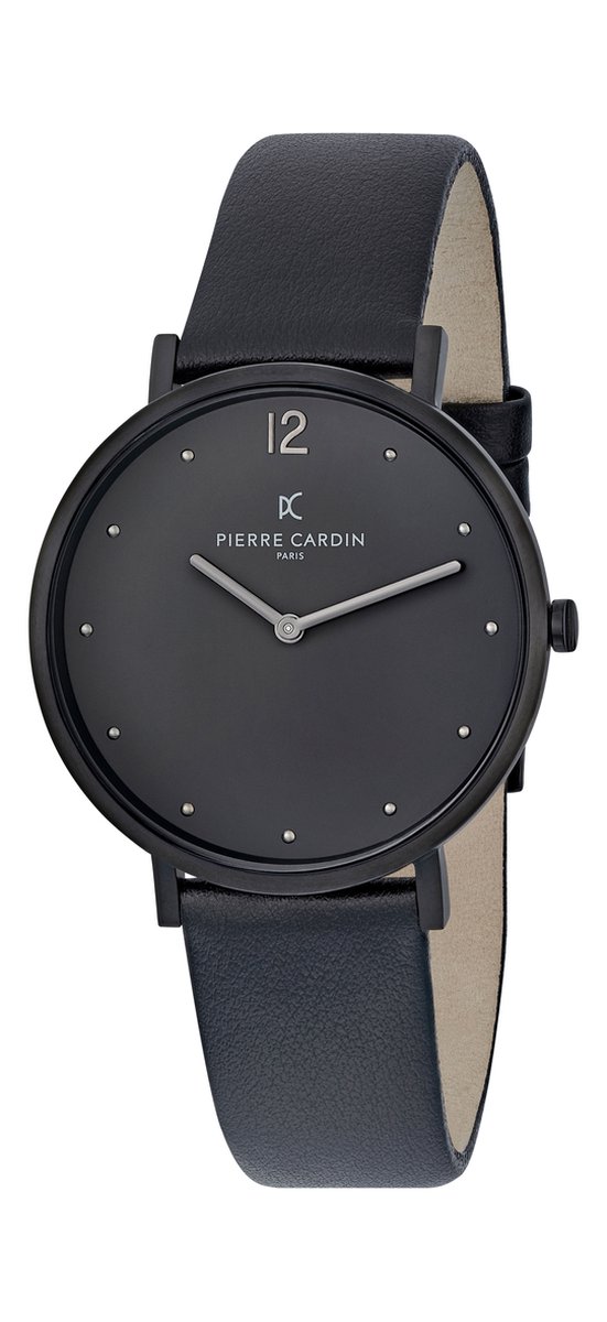 Pierre Cardin Belleville Simplicity CBV.1021 Horloge - Leer - Zwart - Ø 39 mm