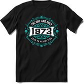 1973 The One And Only | Feest Kado T-Shirt Heren - Dames | Cobalt - Wit | Perfect Verjaardag Cadeau Shirt | Grappige Spreuken - Zinnen - Teksten | Maat 3XL