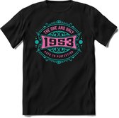1953 The One And Only | Feest Kado T-Shirt Heren - Dames | Cobalt - Licht Roze | Perfect Verjaardag Cadeau Shirt | Grappige Spreuken - Zinnen - Teksten | Maat XL