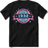1932 Premium Quality | Feest Kado T-Shirt Heren - Dames | Licht Roze - Licht Blauw | Perfect Verjaardag Cadeau Shirt | Grappige Spreuken - Zinnen - Teksten | Maat M