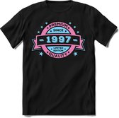 1997 Premium Quality | Feest Kado T-Shirt Heren - Dames | Licht Roze - Licht Blauw | Perfect Verjaardag Cadeau Shirt | Grappige Spreuken - Zinnen - Teksten | Maat S