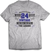 24 Jaar Legend - Feest kado T-Shirt Heren / Dames - Antraciet Grijs / Donker Blauw - Perfect Verjaardag Cadeau Shirt - grappige Spreuken, Zinnen en Teksten. Maat L