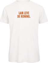 Koningsdag t-shirt wit S - Lam leve de koning - soBAD. | Oranje hoodie dames | Oranje hoodie heren | Sweaters oranje | Koningsdag