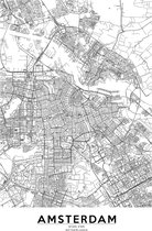 Poster - Amsterdam, City Map, 57.22N 4,54E, Plattegrond,  incl bevestigingsmateriaal