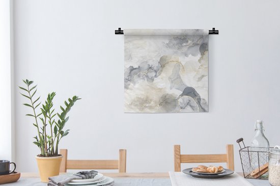 Tapisserie - Tissu mural - Marbre - Or - Zwart - 60x60 cm - Tapisserie