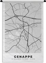 Tapisserie - Tapisserie - Plan de Ville - Carte - België - Zwart Wit - Genappe - Carte - 90x135 cm - Tapisserie