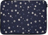 Laptophoes 14 inch - Sakura - Bloemen - Japans - Patronen - Laptop sleeve - Binnenmaat 34x23,5 cm - Zwarte achterkant