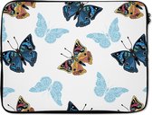 Laptophoes 17 inch - Vlinder - Insecten - Patronen - Zomer - Laptop sleeve - Binnenmaat 42,5x30 cm - Zwarte achterkant