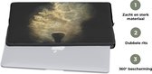 Laptophoes 17 inch - Goud poeder op een zwarte achtergrond - Laptop sleeve - Binnenmaat 42,5x30 cm - Zwarte achterkant