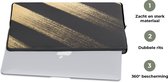 Laptophoes 15.6 inch - Gouden verfstrepen op een zwarte achtergrond - Laptop sleeve - Binnenmaat 39,5x29,5 cm - Zwarte achterkant