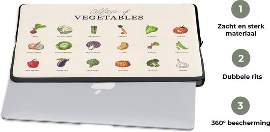 Housse pour ordinateur portable 15 pouces - Légumes - Nourriture - Cuisine - Housse pour ordinateur portable - Cadeau pour femme