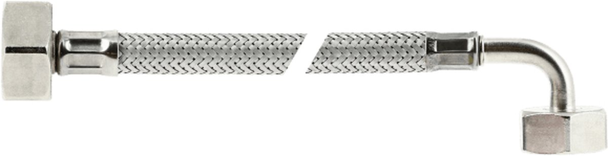 Bonfix RVS aansluitleiding flexibele slang haaks 150cm binnendraad x binnendraad 3/4inch x 3/4inch