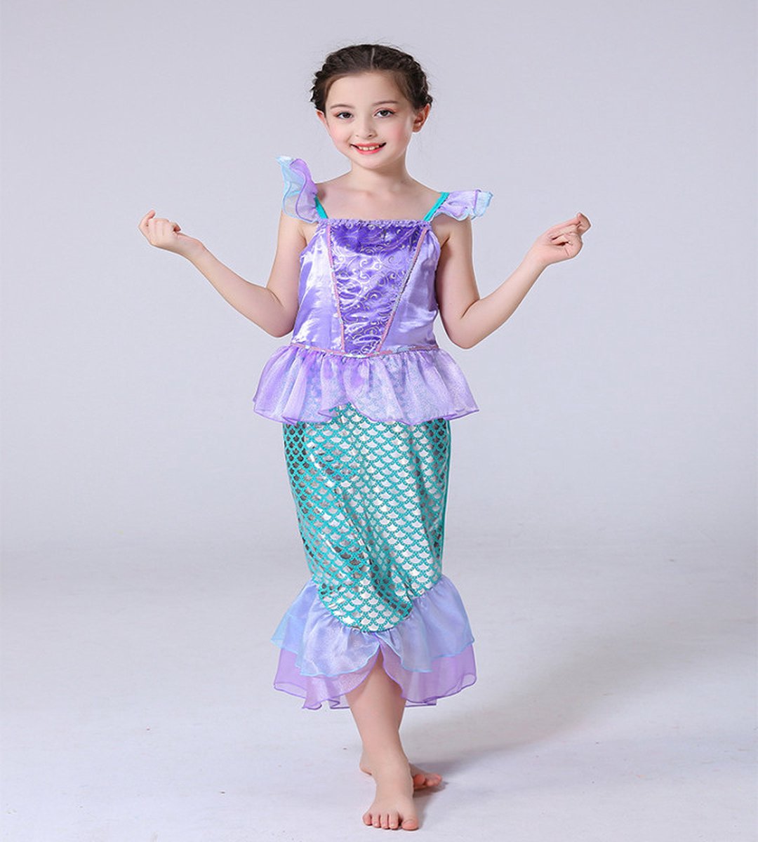 Joya Kids® Zeemeermin Verkleedjurk | Prinsessenjurk | Mermaid Verkleedkleding | Maat 140-146 (140) | Jurk + Mermaid Kroontje | Cadeau meisje Sinterklaas — afbeelding 8