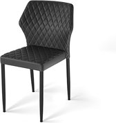 Essentials Louis stapelstoel zwart - set van 4 - kunstleder bekleed - brandvertragend - 49x57,5x81,5cm (LxBxH)