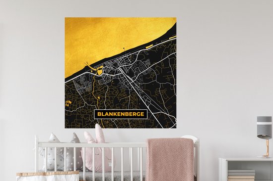 Stickers muraux - Plan de la ville - Or - Blankenberge - Carte - Carte - 100x100 cm - Feuille adhésive XXL