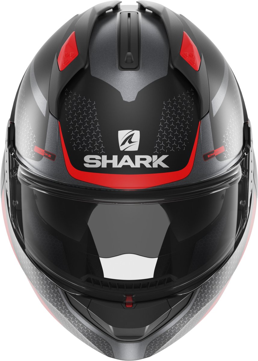 SHARK EVO GT ENCKE Motorhelm Systeemhelm MAT Zwart Rood Antraciet - Maat XS – foto 3