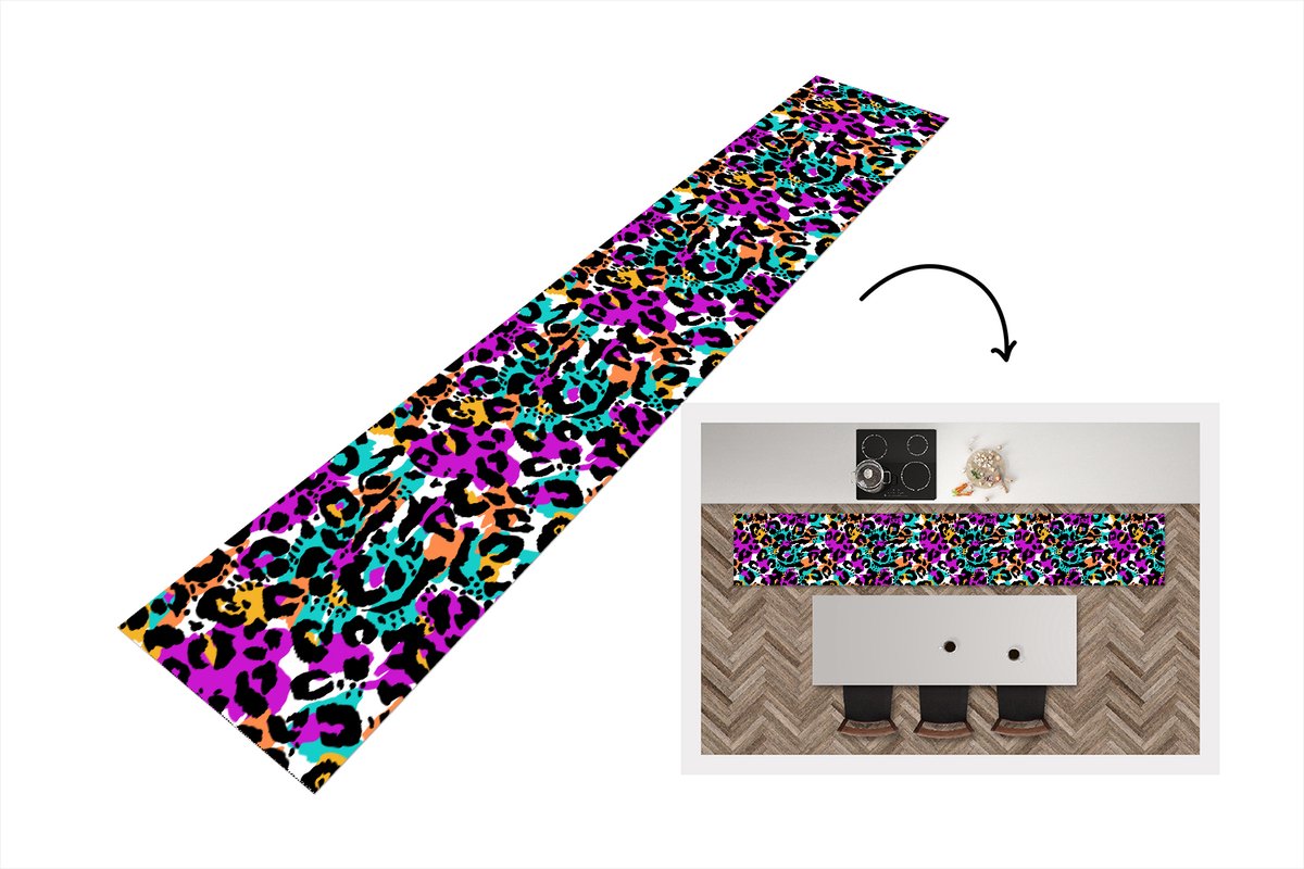 KitchenYeah Keukenloper - Keukenmat - Regenboog - Panter - Patronen - Keuken vloerkleed multicolor