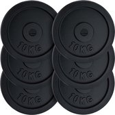 ScSPORTS® Halterschijven set 60 kg - Zonder logo - 6 x 10 kg - Gietijzer - 30 mm - Gewichten