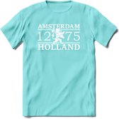 Amsterdam T-Shirt | Souvenirs Holland Kleding | Dames / Heren / Unisex Koningsdag shirt | Grappig Nederland Fiets Land Cadeau | - Licht Blauw - M