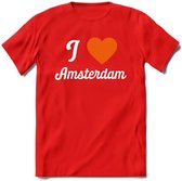 I Love Amsterdam T-Shirt | Souvenirs Holland Kleding | Dames / Heren / Unisex Koningsdag shirt | Grappig Nederland Fiets Land Cadeau | - Rood - M