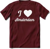 I Love Amsterdam T-Shirt | Souvenirs Holland Kleding | Dames / Heren / Unisex Koningsdag shirt | Grappig Nederland Fiets Land Cadeau | - Burgundy - L