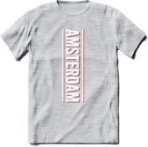 Amsterdam T-Shirt | Souvenirs Holland Kleding | Dames / Heren / Unisex Koningsdag shirt | Grappig Nederland Fiets Land Cadeau | - Licht Grijs - Gemaleerd - L