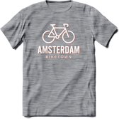 Amsterdam Bike Town T-Shirt | Souvenirs Holland Kleding | Dames / Heren / Unisex Koningsdag shirt | Grappig Nederland Fiets Land Cadeau | - Donker Grijs - Gemaleerd - S