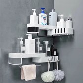 Hoek organisator badkamer – Muur – Badkamer – Plank – Opbergrek – Wandmontage – Huishoudelijk – Badkamer accessoire – Draaibaar – Badkamerplank – Shampoohouder – Opberg
