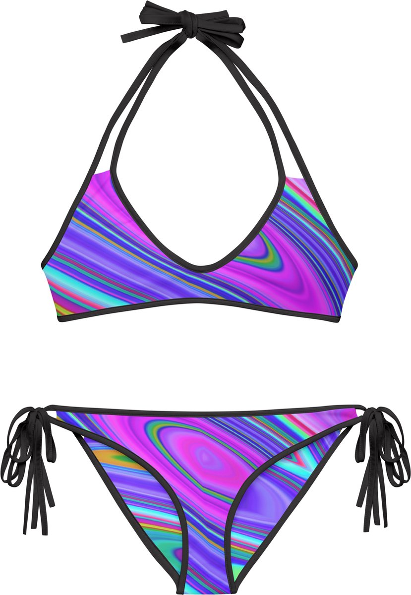 II THE MOON Bikini omkeerbaar, met 4 combinaties, wordt per bestelling geprint, gesneden en handgenaaid met unieke originele prints ontworpen door MOON