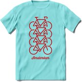 Amsterdam Fiets Stad T-Shirt | Souvenirs Holland Kleding | Dames / Heren / Unisex Koningsdag shirt | Grappig Nederland Fiets Land Cadeau | - Licht Blauw - XXL